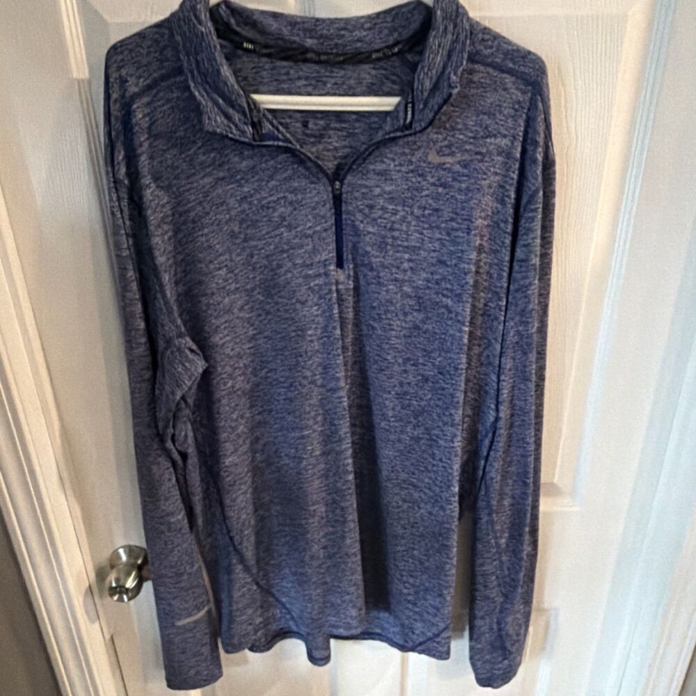 Nike Dri-FIT Heather Blue 1/4 Zip Long Sleeve Pullover Top Men's Size XL